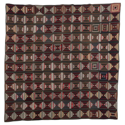 Lot 316 - Pieced Wool and Cotton Log Cabin Quilt