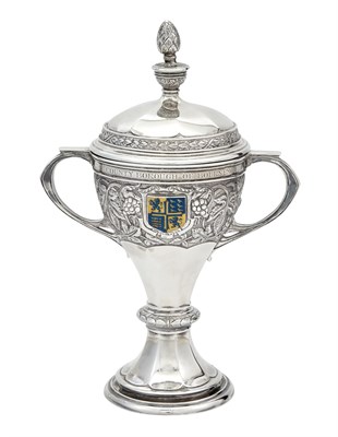 Lot 254 - George V Sterling Silver and Enamel Covered Cup