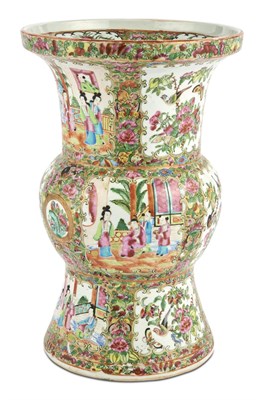 Lot 297 - Chinese Rose Medallion Porcelain Gu-Form Vase