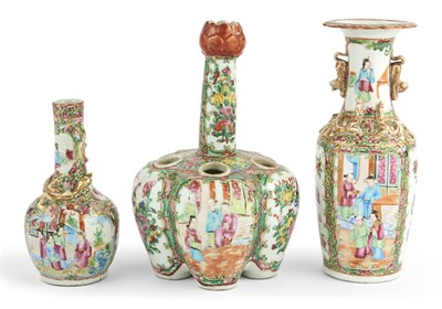 Lot 299 - Three Chinese Rose Medallion Porcelain Vases