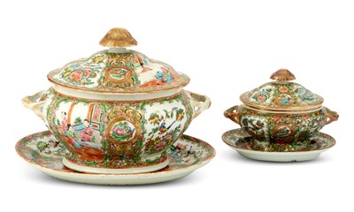 Lot 308 - Two Chinese Rose Medallion Porcelain Tureens...