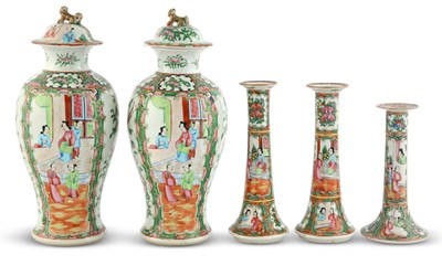 Lot 152 - Pair of Chinese Rose Medallion Baluster Vases and Covers