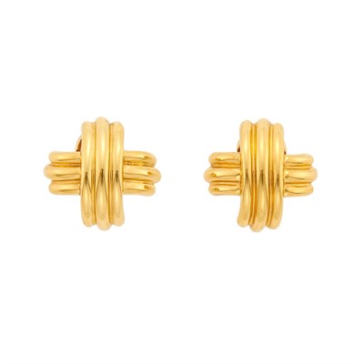 Lot 2027 - Tiffany & Co. Pair of Gold 'X' Earrings