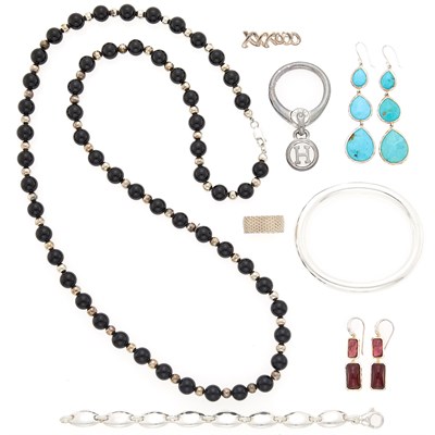Lot 2241 - Tiffany & Co., Hermès and Ippolita Group of Silver and Hardstone Jewelry