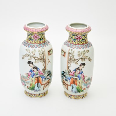 Lot 196 - A Pair of Chinese Enameled Porcelain Vases