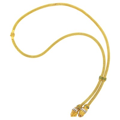 Lot 180 - Ilias Lalaounis Two-Color Gold, Gem-Set and Diamond Chimera Slide Necklace
