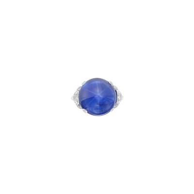 Lot 226 - Marcus & Co. Platinum, Star Sapphire and Diamond Ring