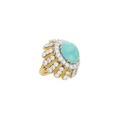 Lot 197 - David Webb Gold, Platinum, Turquoise and Diamond Ring