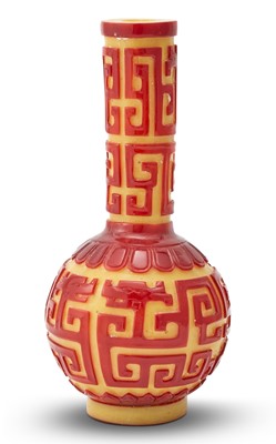 Lot 532 - A Chinese Peking Glass Overlay Bottle Vase