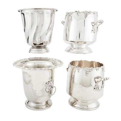 Lot 50 - Pair of Silver Plated Wine Coolers and Two Single Silver Plated Wine Coolers