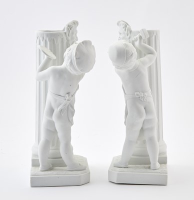 Lot 179 - Pair of Sevres Style Bisque Porcelain Figural Vases