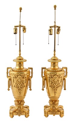 Lot 174 - Pair of Louis XVI Style Gilt-Bronze Urn Form Lamps