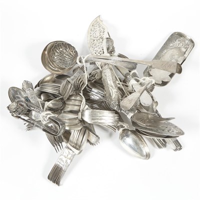 Lot 5 - 171 Pieces of Silverware, 199 ozs., 15 handles,...