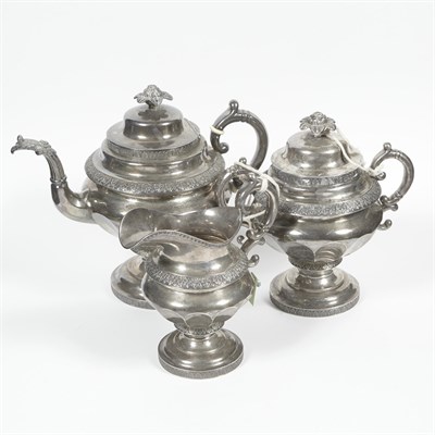 Lot 7 - Silver Tea Set Consisting of Pot, Creamer,...
