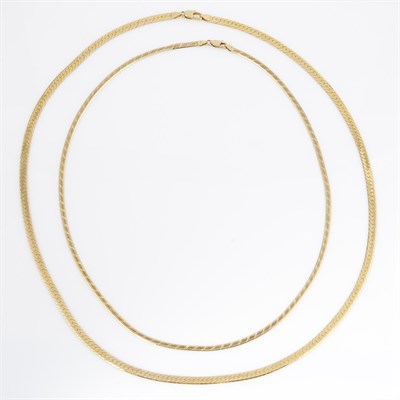 Lot 173 - Two Gold Neck Chains, 14K 30 dwt.