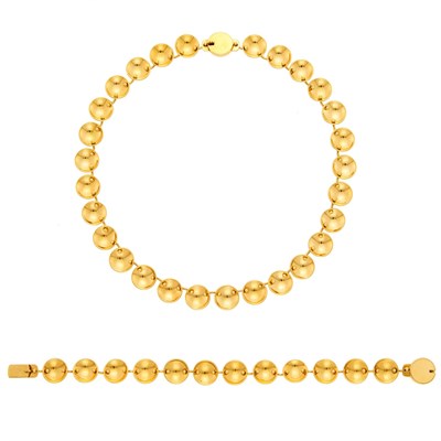 Lot 1005 - J. Celissier Gold Disc Link Bracelet/Necklace Combination
