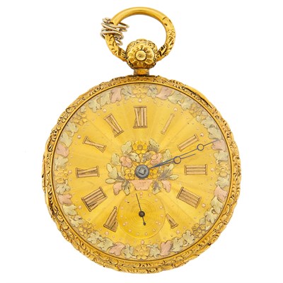 Lot 1137 - Variegated Gold Open Face Pocket Watch