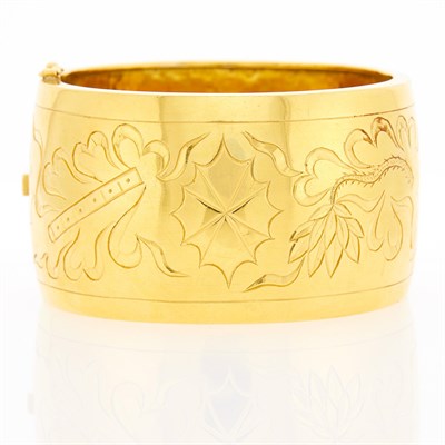 Lot 2101 - Wide High Karat Gold Bangle Bracelet