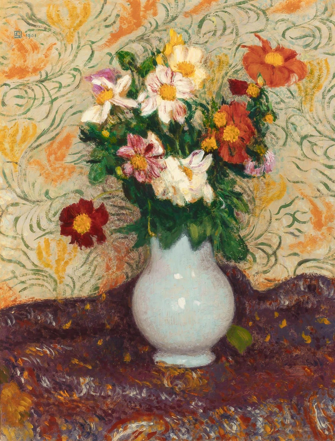 Lot 523 - Georges Lemmen Belgian, 1865-1916 Dahlias,...