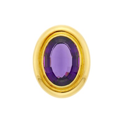 Lot 21 - Tiffany & Co., Paloma Picasso Gold and Amethyst Clip-Brooch