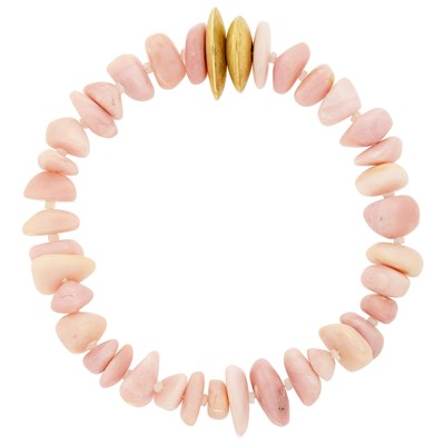 Lot 24 - By Hella Ganor Rhodochrosite and Moonstone Bead Necklace with Magnetic Gold Clasp