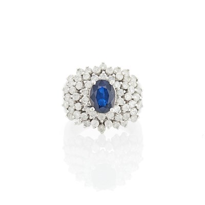 Lot 1108 - White Gold, Sapphire and Diamond Ring