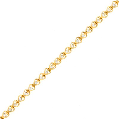 Lot 1165 - Gold and Diamond Heart Bracelet