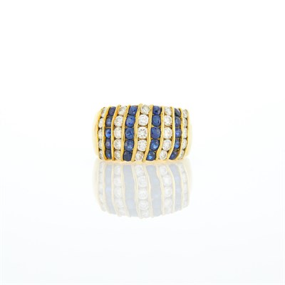 Lot 1275 - Gold, Diamond and Sapphire Band Ring