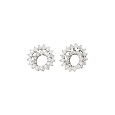 Lot 55 - Pair of White Gold and Diamond Spiral Earclips