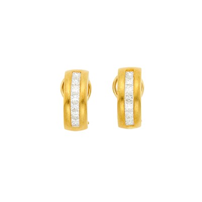 Lot 1031 - Tiffany & Co. Pair of Gold and Diamond Earclips
