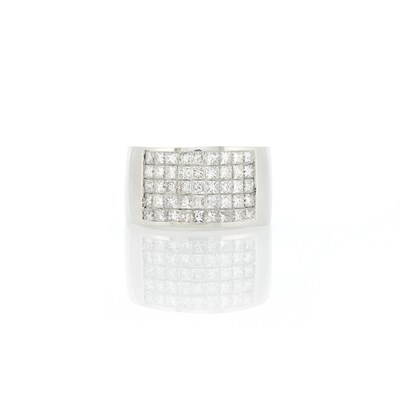 Lot 1114 - Wide Platinum and Diamond Band Ring