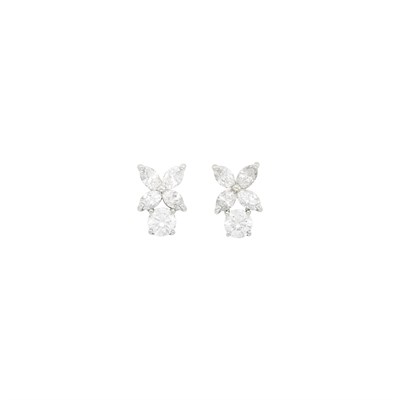Lot 145 - Pair of Platinum and Diamond Earclips