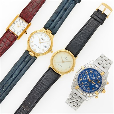 Lot 1209 - Four Stainless Steel and Gold Longines, Corum, Blancpain and Breitling Wristwatches