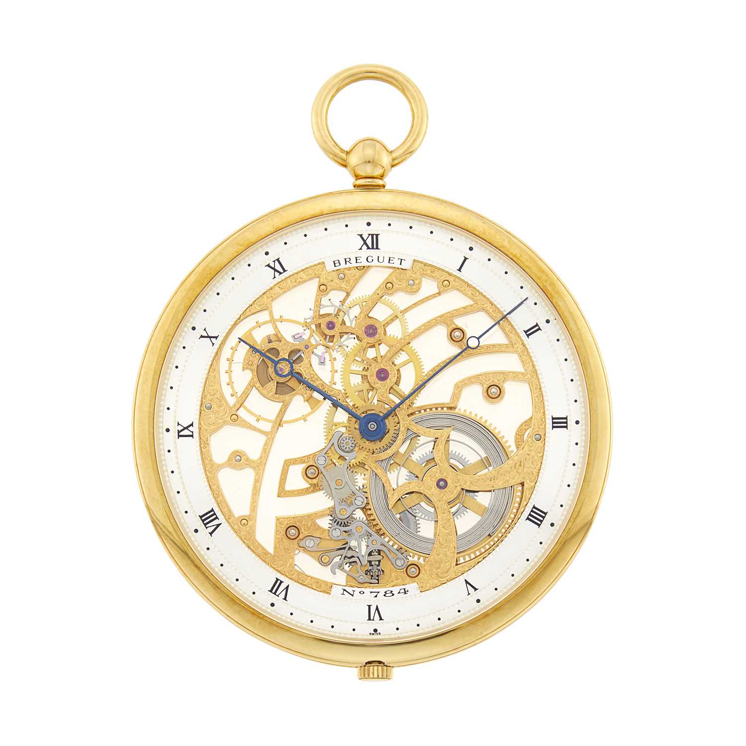 Lot 249 - Breguet Gold No. 784A Skeleton Open Face Pocket Watch