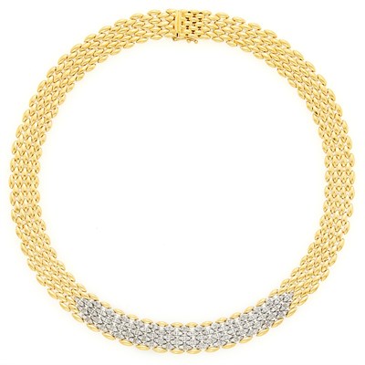 Lot 1184 - Two-Color Gold and Diamond Necklace