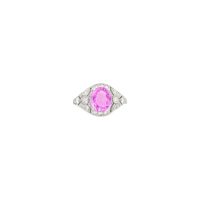 Lot 144 - Platinum, Pink Sapphire and Diamond Ring