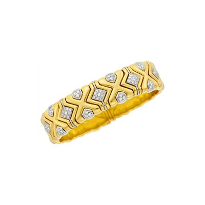 Lot 112 - Two-Color Gold and Diamond Bracelet