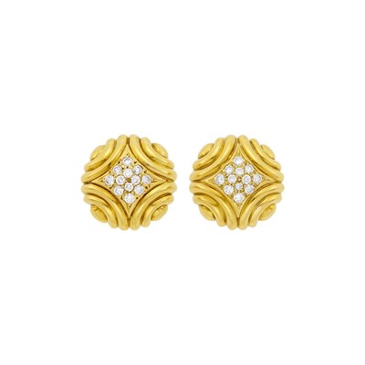 Lot 93 - Pair of Gold and Diamond Earrings