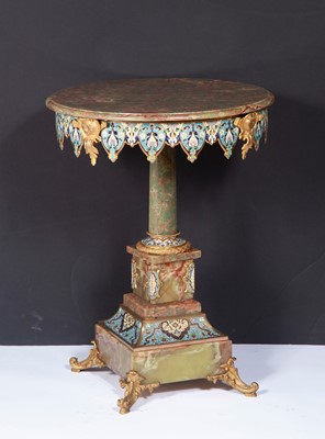 Lot 297 - Cloisonné Enamel and Onyx Occasional Table