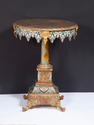 Lot 297 - Cloisonné Enamel and Onyx Occasional Table