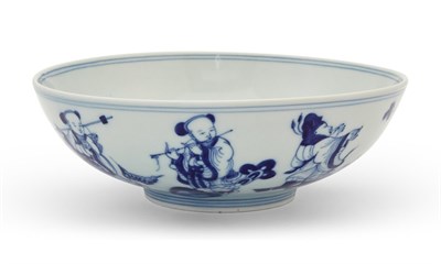 Lot 307 - A Chinese Blue and White Porcelain 'Immortals' Bowl