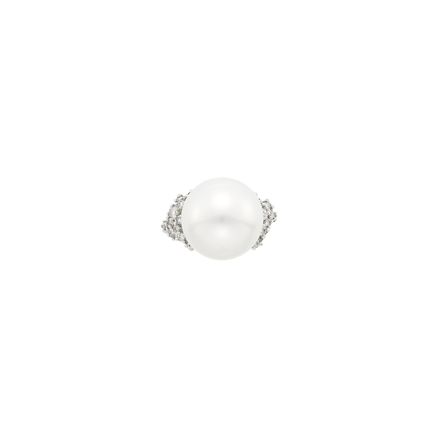 Lot 40 - White Gold, South Sea Cultured Pearl and Diamond Ring