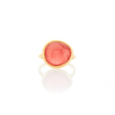 Lot 1244 - Fred Gold and Cabochon Rhodochrosite Ring, France