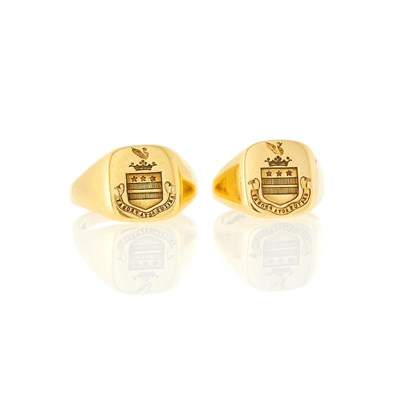 Lot 1196 - Tiffany & Co. Pair of Gold Seal Rings