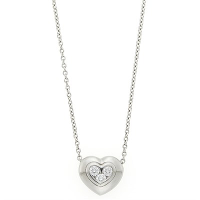 Lot 1088 - Bulgari Platinum and Diamond Heart Pendant-Necklace