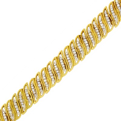 Lot 123 - Two-Color Gold and Diamond Bracelet