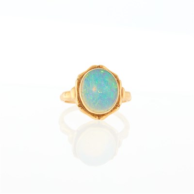Lot 1133 - Rose Gold and White Opal Ring