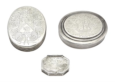 Lot 146 - Three Early 18th Century English Sterling Silver Tobacco Boxes