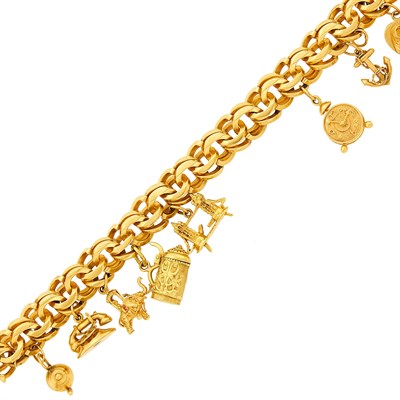 Lot 1214 - Gold Charm Bracelet