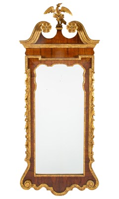 Lot 169 - George II Style Rosewood, Mahogany Parcel-Gilt Scroll-Frame Looking Glass